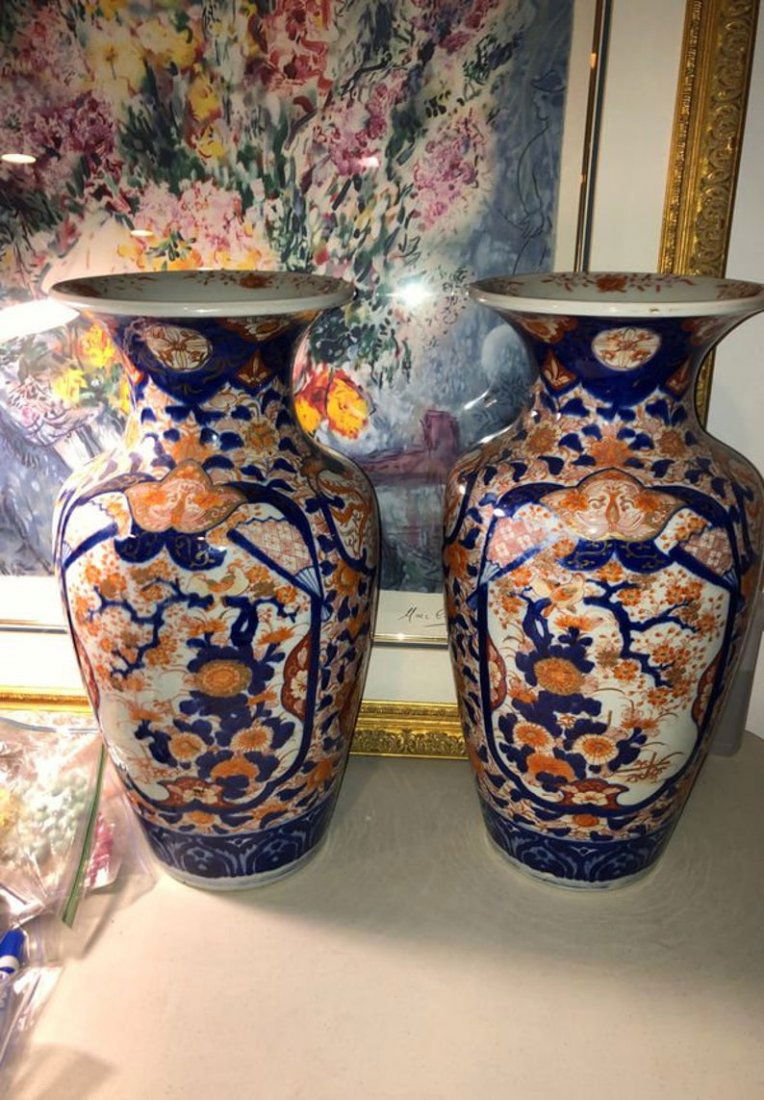 Late 19th Century Pair 2 of Scarce Imari 18-1/2” Vases (1 of 12)