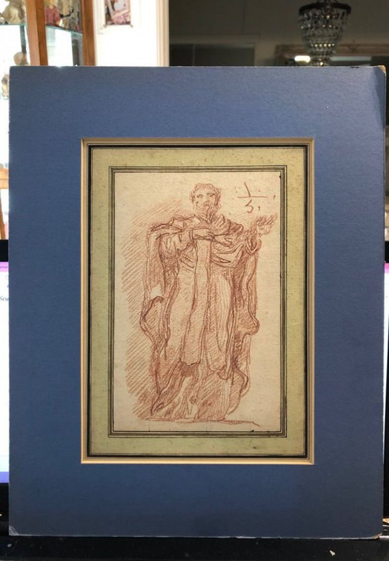 Old Master Fragonard Red Chalk Saint Drawing Sold 1960 (1 of 9)