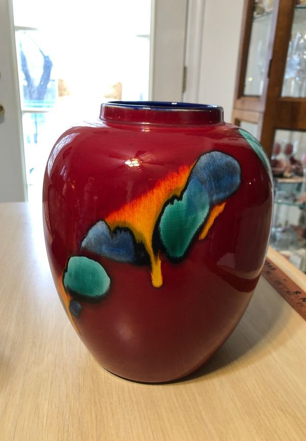 Vintage Poole Pottery Vase Made in England 8-3/4” Tall (1 of 6)