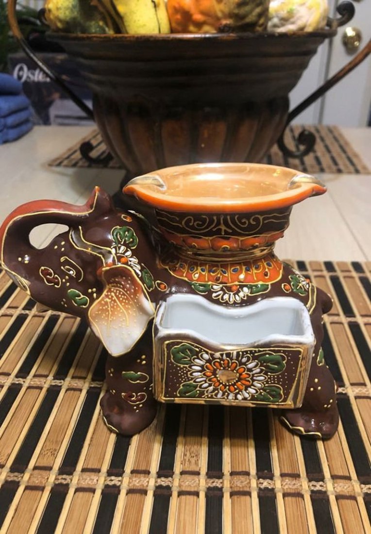 Vintage Asian Satsuma Elephant Ashtray (1 of 5)