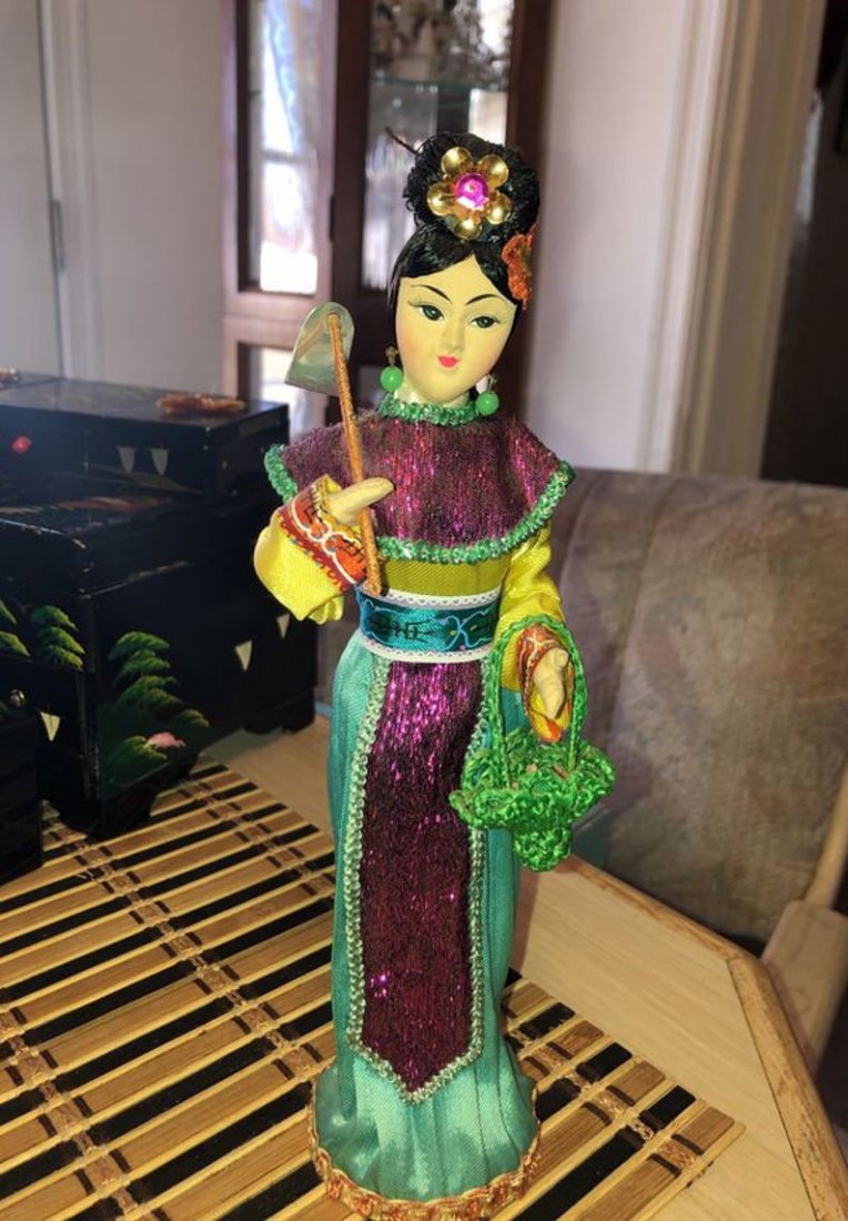 Vintage Asian 10” Tall Paper Mache Silk Doll (1 of 8)