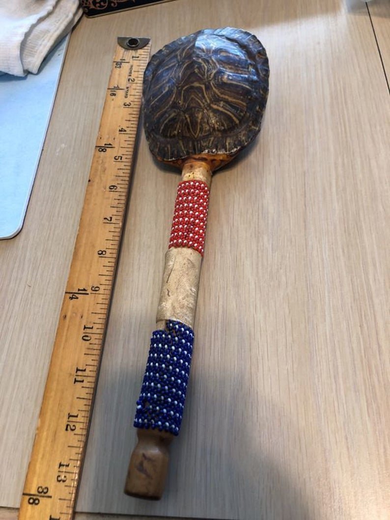 Vintage American Indian Beaded Snapper Turtle Rattle (1 of 5)