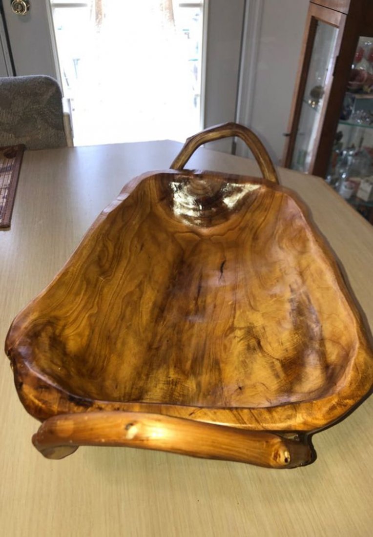 Vintage Unique Hand Carved Double Handle Fruit Bowl (1 of 6)