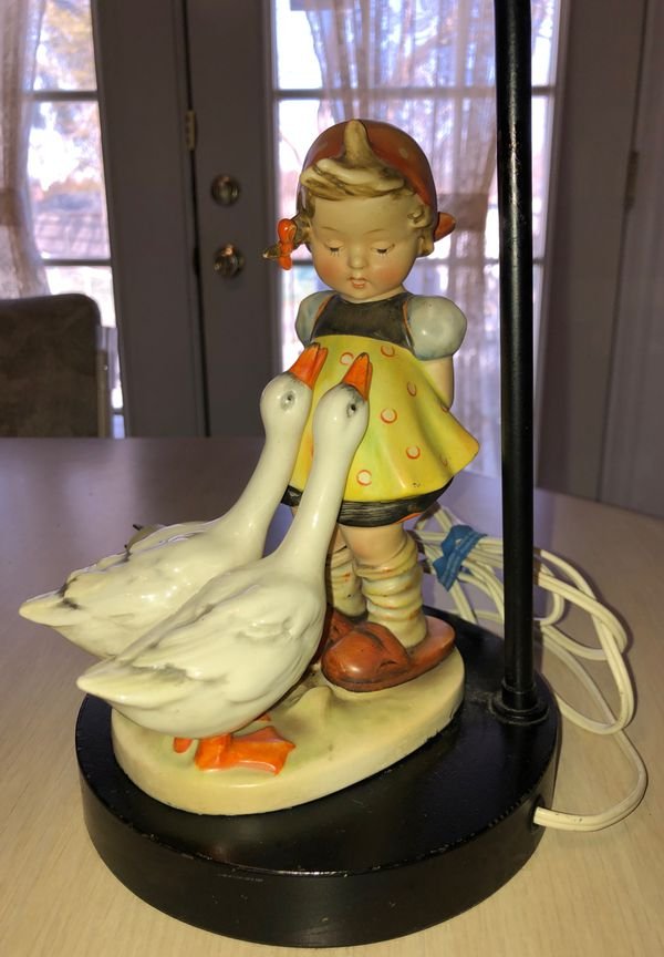 Lg Hummel Figurine 7-1/2” Tall Geese Girl Vintage Lamp.: Large Hummel Figurine 7-1/2Â” Tall Geese Girl Vintage Lamp Preowned from an Estate. No Reserve Bid & No Buyers Premium. Shipping $15.00 Payment Forms Accepted; Bank Wires(Routing & Account Number w