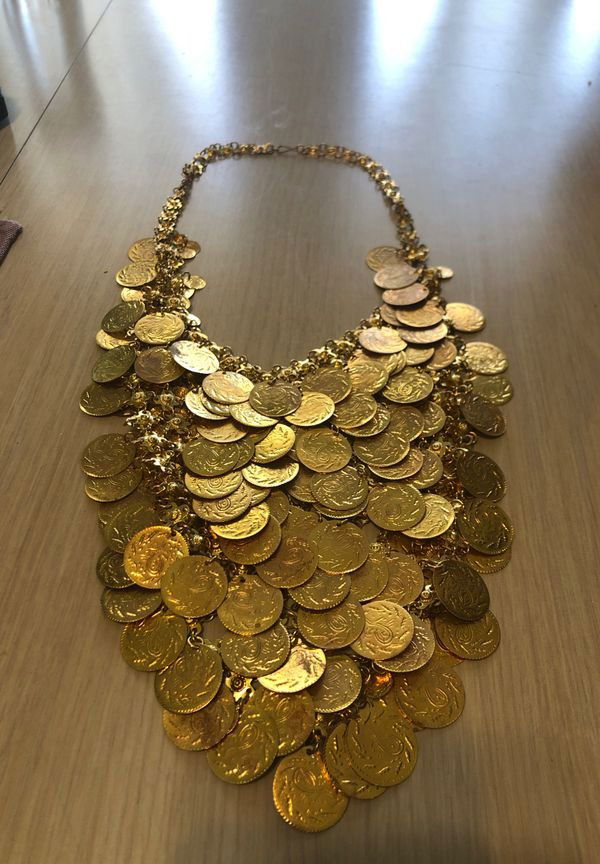 Vintage Cleopatra Faux Gold Coin Necklace 18” Chain... (1 of 3)