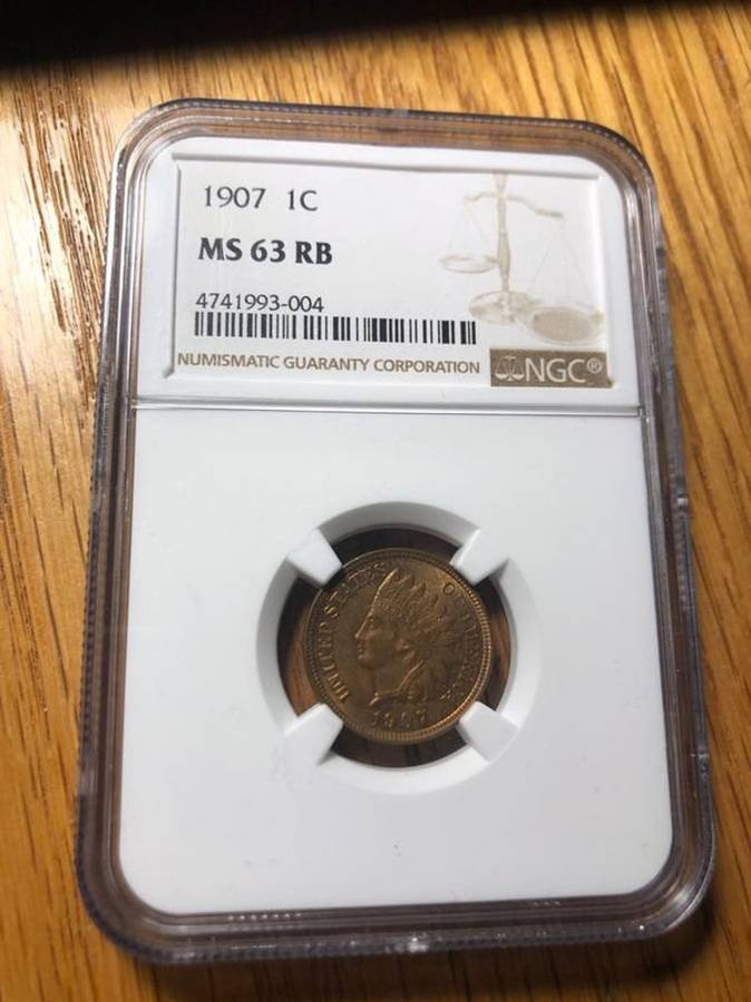 NGC Certified 1907 MS-63 Red/Brown Indian Head Cent (1 of 4)