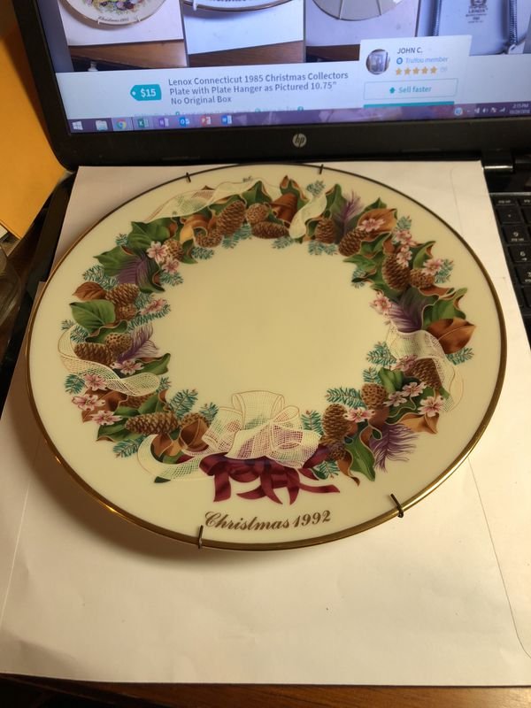 Lenox North Carolina 1982 Christmas Collectors Plate...: Lenox North Carolina 1982 Christmas Collectors Plate with Plate Hanger as Pictured 10.75” No Original Box. Shipping Actual Charge.
