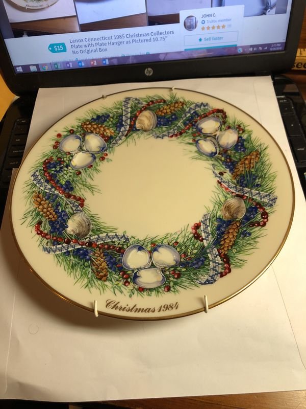 Lenox Rhode Island 1984 Christmas Collectors Plate...: Lenox Rhode Island 1984 Christmas Collectors Plate with Plate Hanger as Pictured 10.75” No Original Box. Shipping Actual Charge.