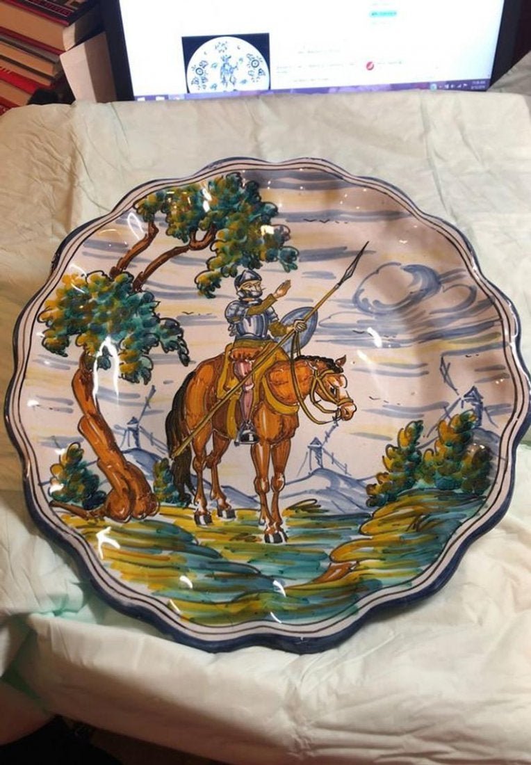 Vintage Antique Talavera Spain 13” Diameter Earthenware: Vintage Antique Talavera Spain 13” Diameter Earthenware Charger Preowned From an Estate Cleanout. No Reserve Bid & No Buyers Premium. Local Pickup or Shipping by the UPS Store only.