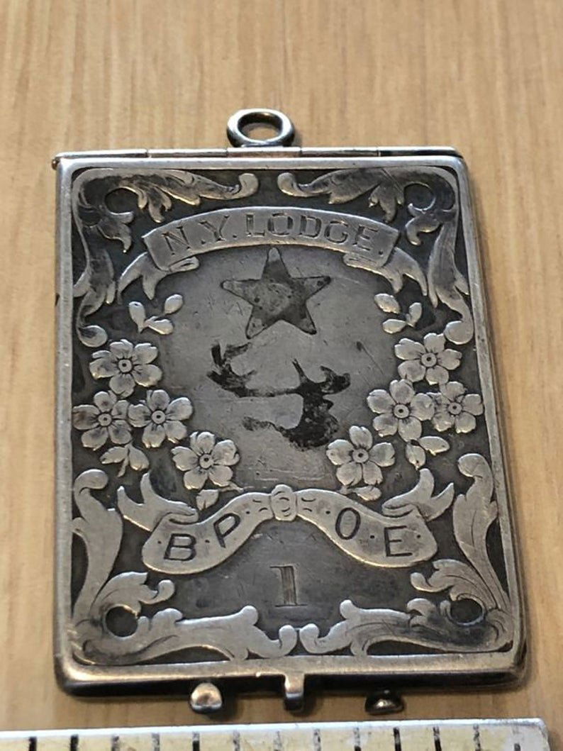 Antique Sterling Silver BPOE Elks Lodge #1 Match Case.. (1 of 9)