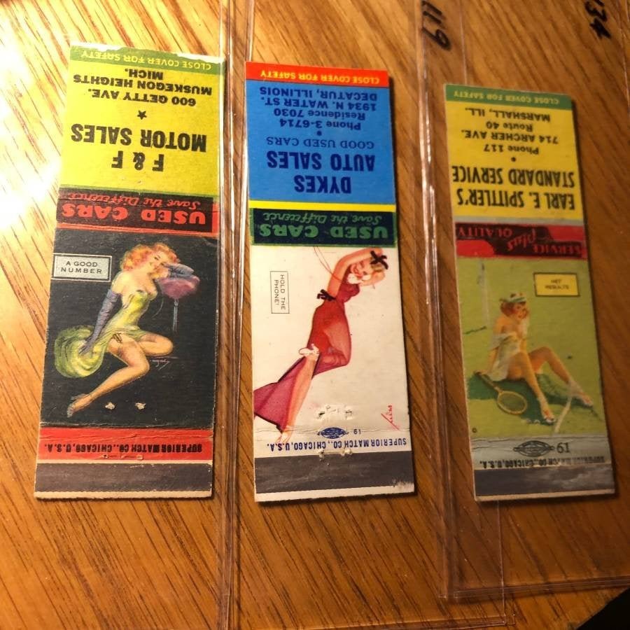 3 Vintage Women Advertisement Match Book Covers: 3 Vintage Women Advertisement Match Book Covers. Shipping $5.00