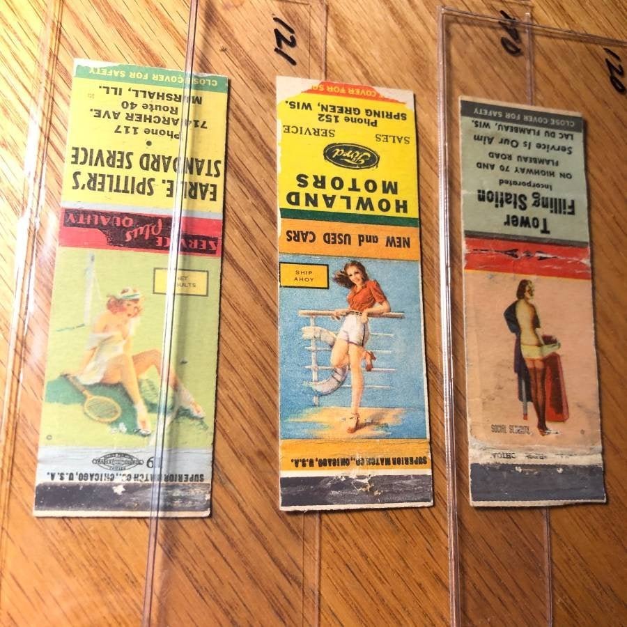 3 Vintage Women Advertisement Match Book Covers: 3 Vintage Women Advertisement Match Book Covers. Shipping $5.00