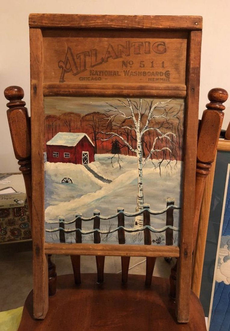 Vintage Folk Art Painting on a Antique Wash Board by... (1 of 5)
