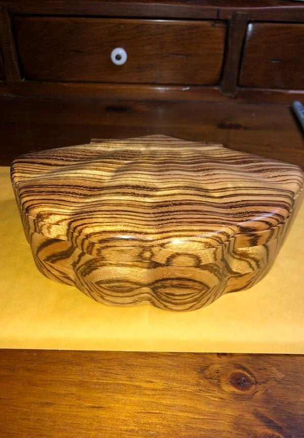 Vintage Large 7” Wide Signed & Numbered Zebra Wood Box (1 of 8)