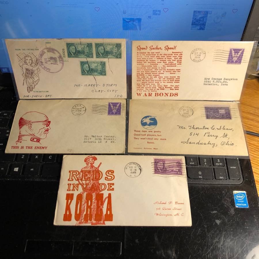Lot of 5 World War II Stamp Covers as Pictured. (1 of 8)