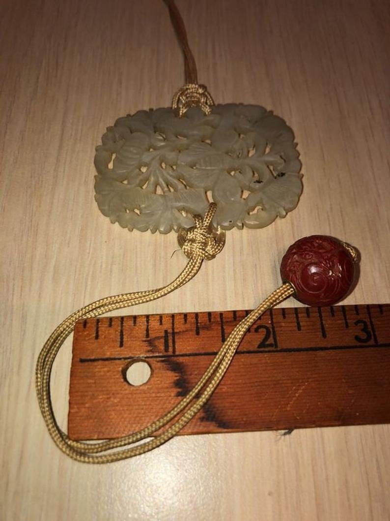 Vintage Chinese Celadon Jade Nephrite Carved Pendant.. (1 of 6)