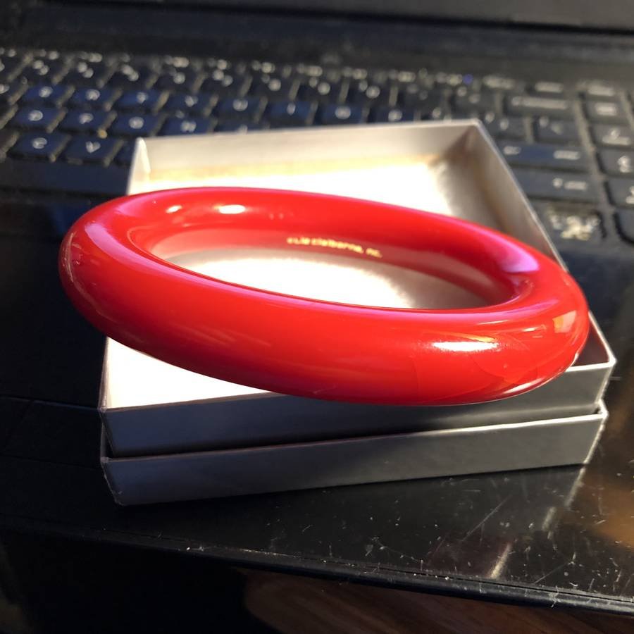 Estate 1960's Liz Claiborne Lucite Red Bangle Bracelet (1 of 4)