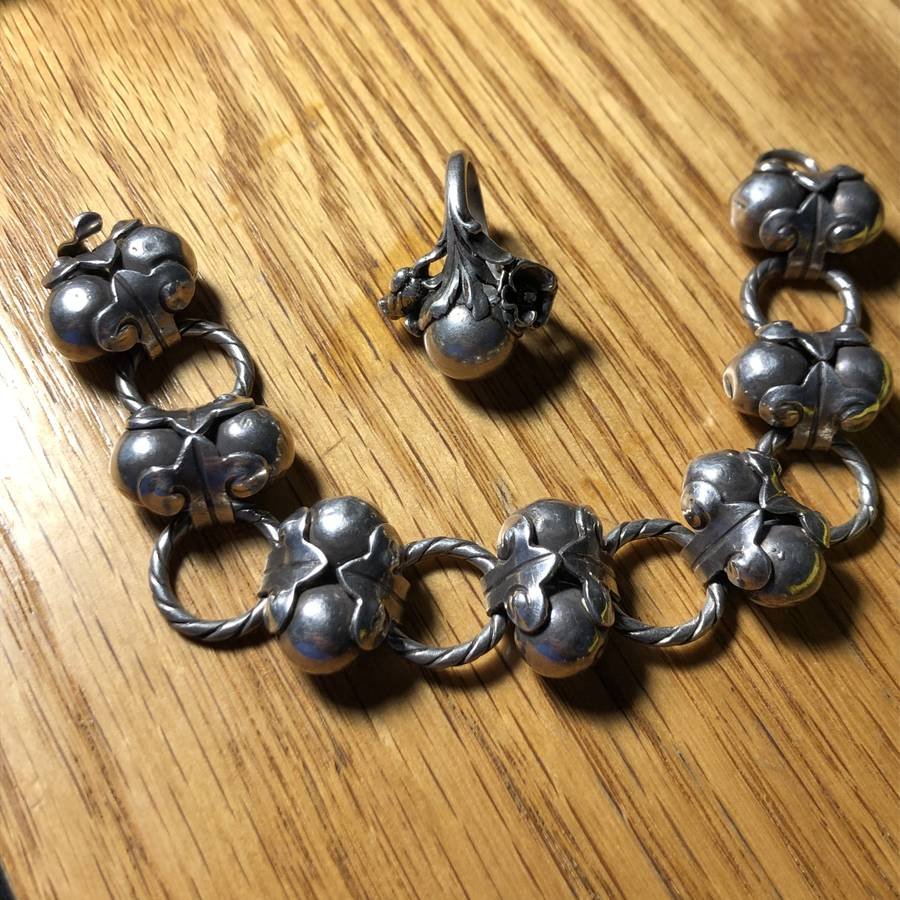 Estate Sterling Silver Hand Made Bracelet & Ring Set... (1 of 5)