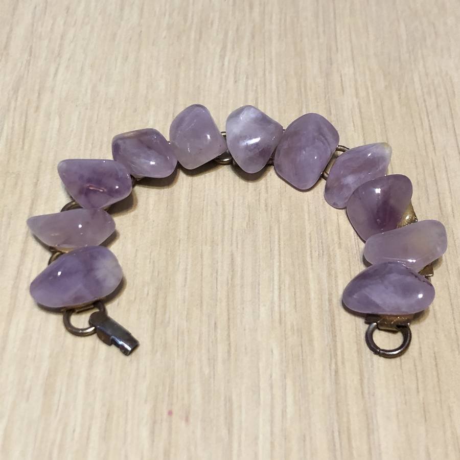 Estate 7" Amethyst Quartz Stone Bracelet Preowned.. (1 of 2)