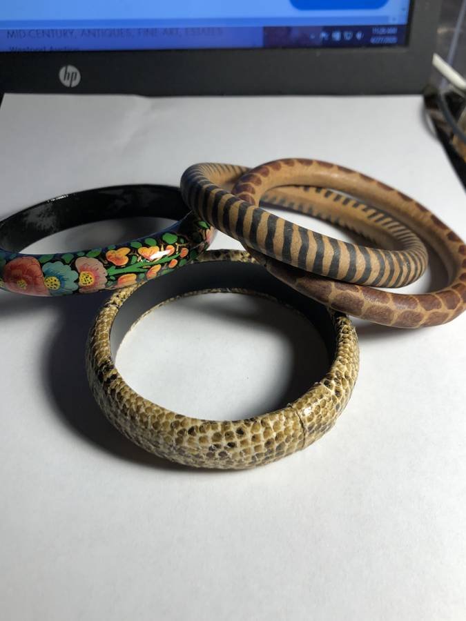 Estate Lot of 3 Wooden Bangle Bracelets as Pictured... (1 of 2)