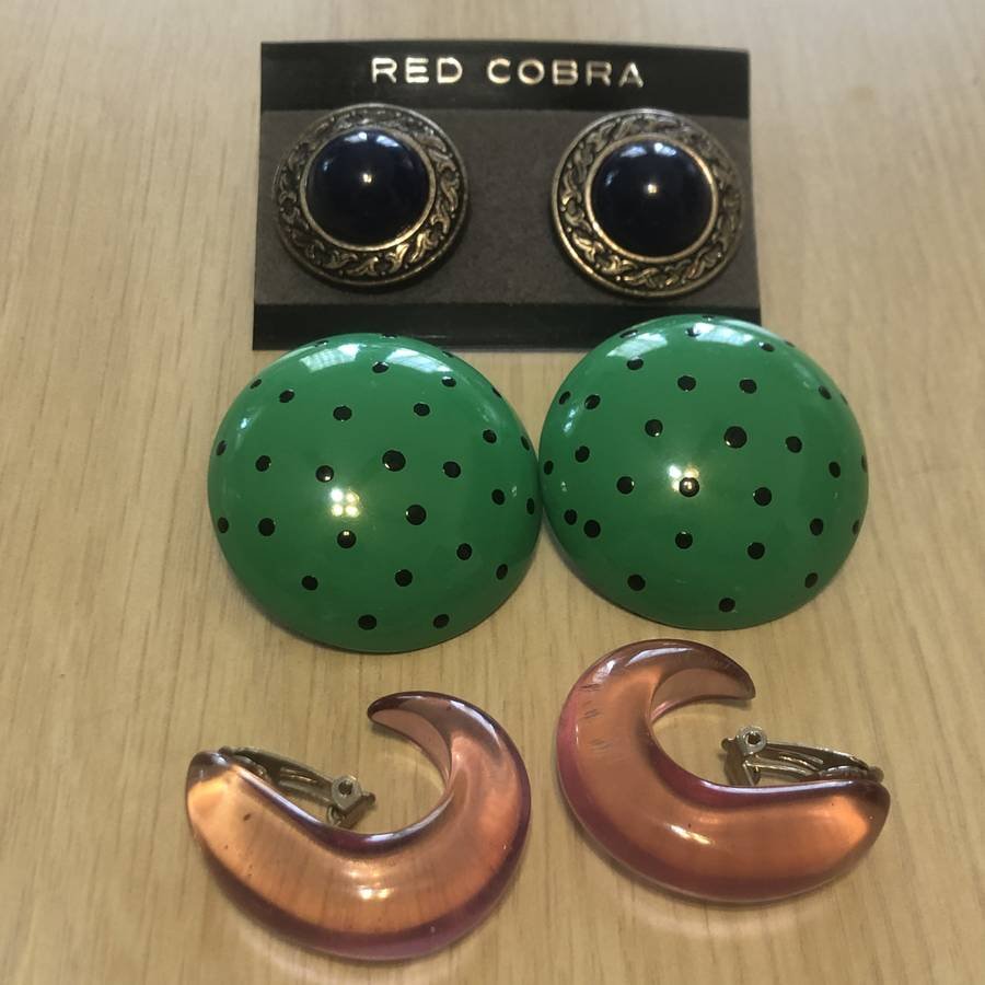 Estate 3-Pairs of Fashion Earrings Preowned as Pictured (1 of 2)