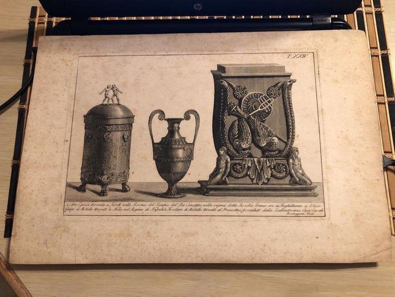 Very Rare c1811 Etching of Ancient Objects by L. Rocche (1 of 10)