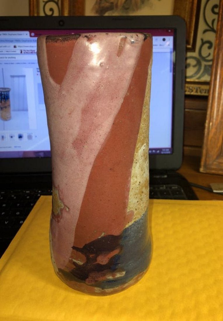 Vintage Stoneware Handmade Pottery Vase 8” Tall... (1 of 6)