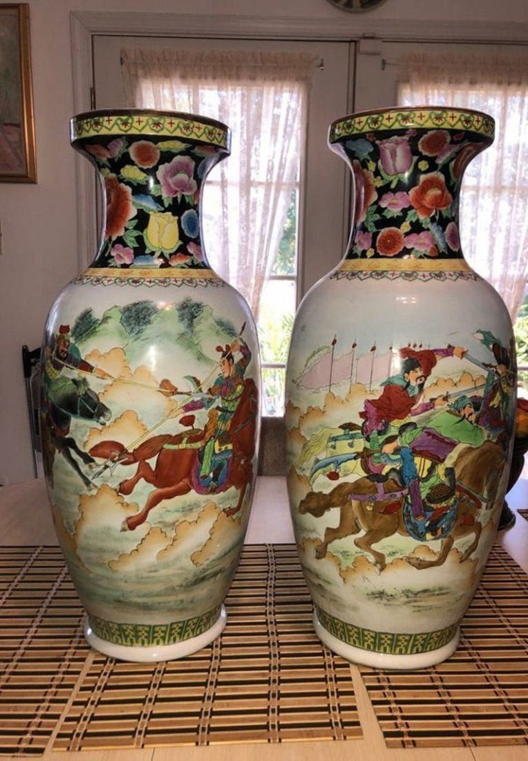 2 Vintage Very Large Early Chinese Large 24” Tall War.. (1 of 9)