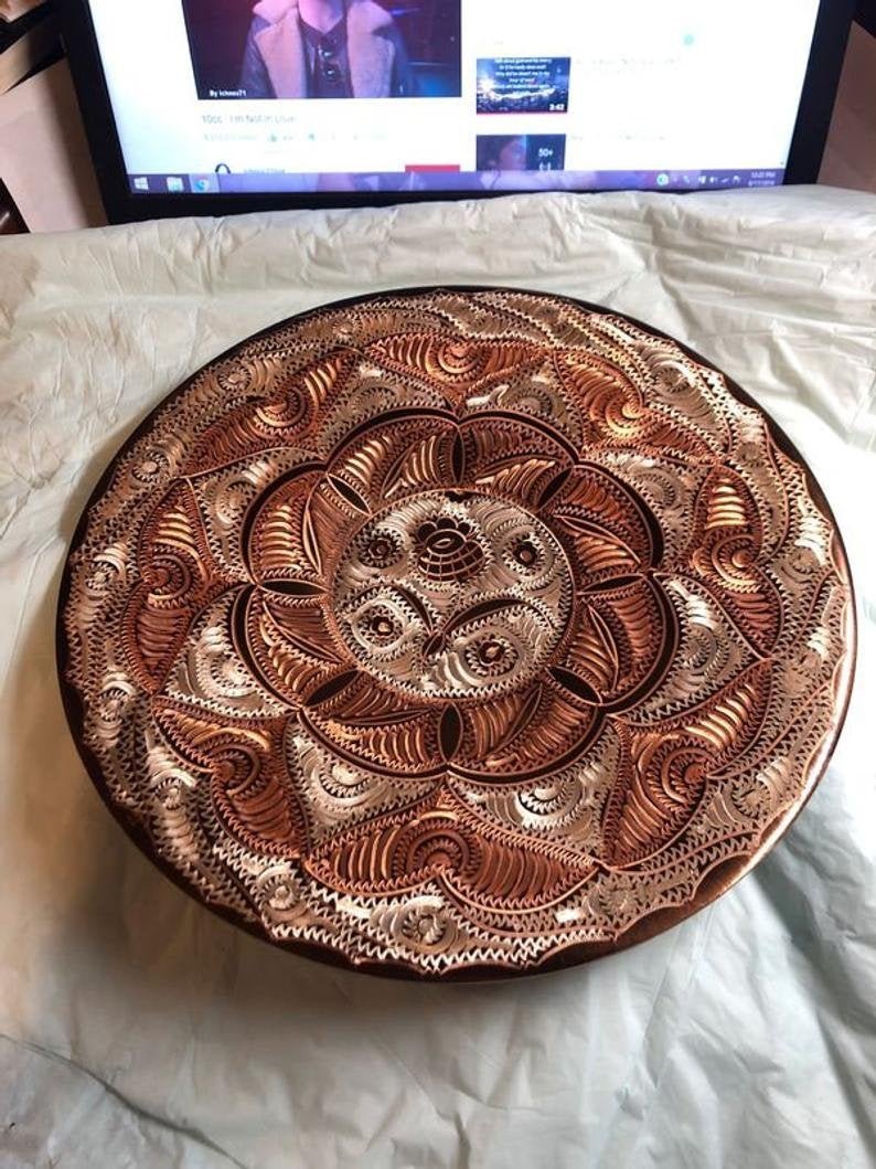 Vintage Etched Copper Plate From Turkey Signed... (1 of 6)