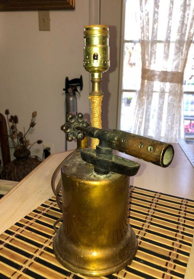Vintage Brass Blow Torch Lamp Un-Named Preowned... (1 of 7)