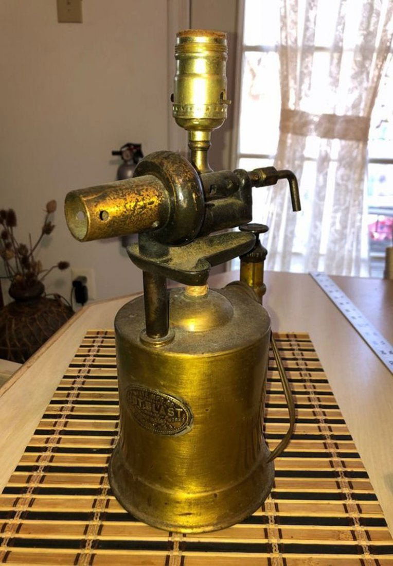 Vintage White Mfg Hot Blast Blow Torch Brass Lamp... (1 of 10)