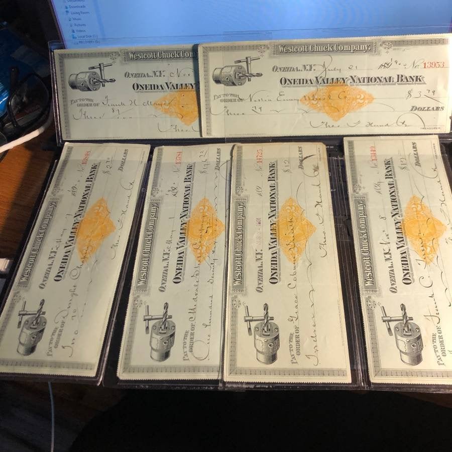 6-Oneida Valley Nat'l Bank Westcott Chuck Co. Checks... (1 of 7)