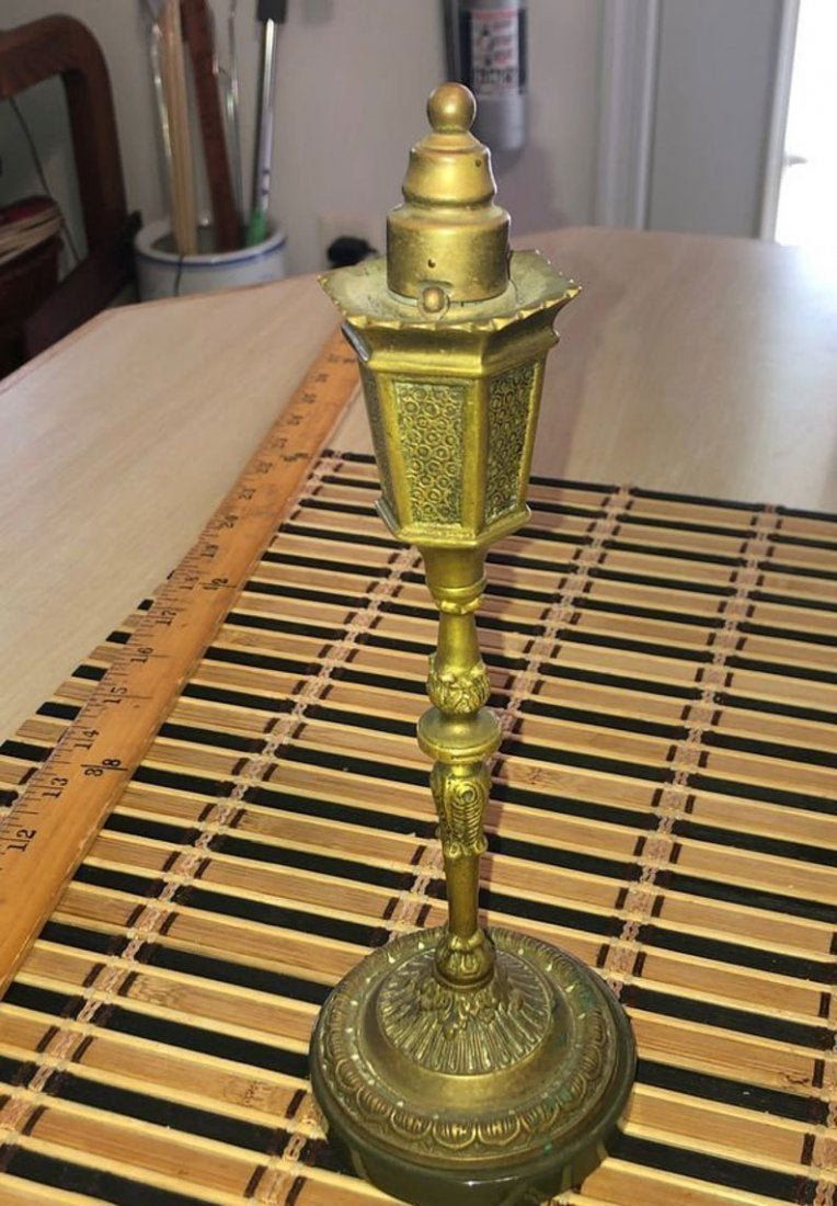 Antique Art Deco Lamp Post Cigarette Lighter Solid Bras (1 of 6)