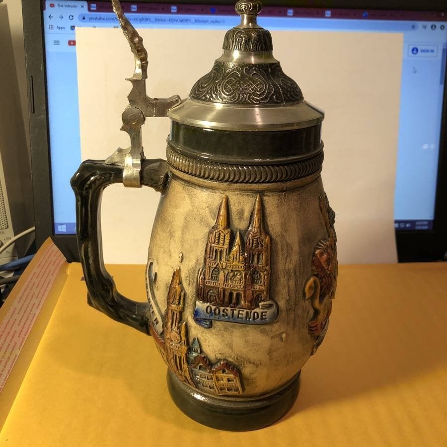 Vtg German Handarbeit Beer Mug/Stein 9" Tall Preowned (1 of 4)