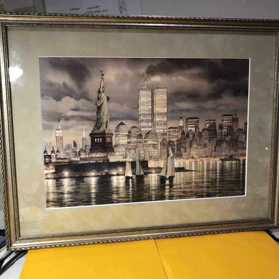 Vintage Statue of Liberty/WTC Signed Print 15" x 19.5" (1 of 4)