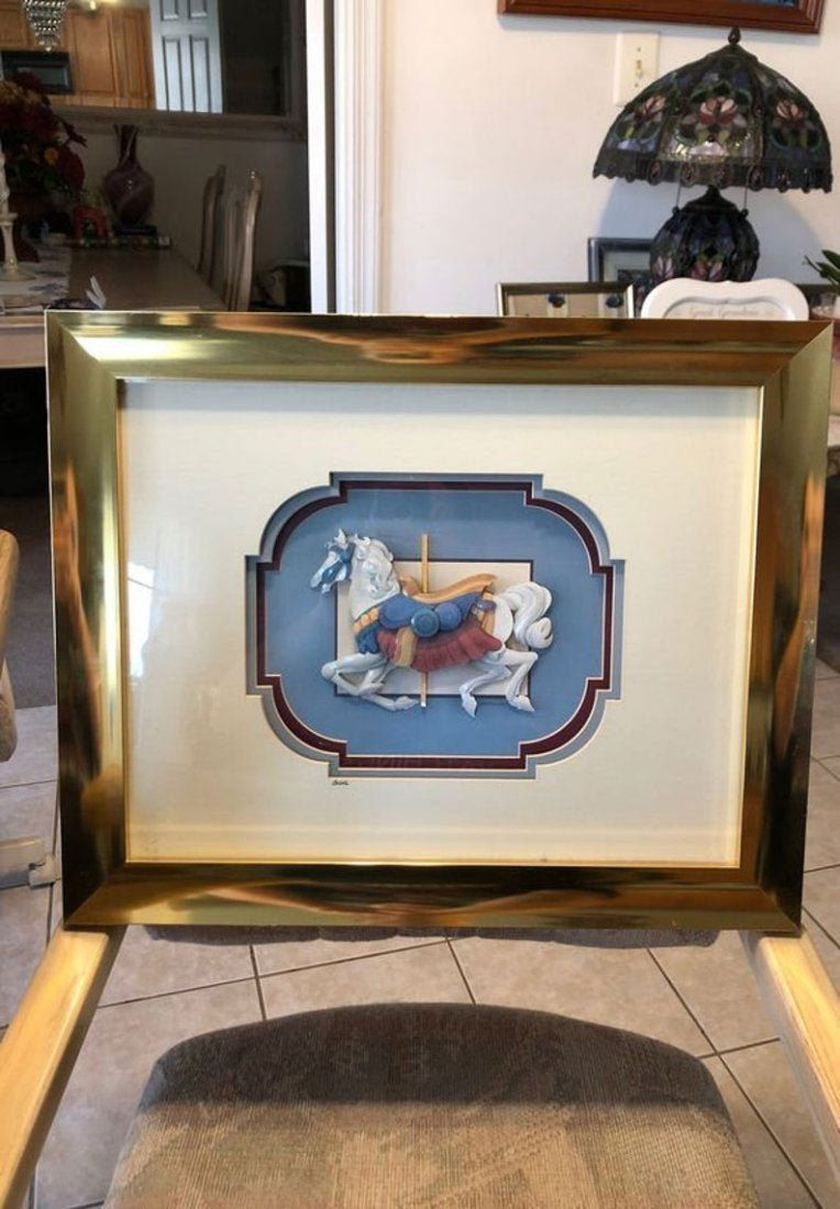 Vintage B. Wells Signed Metal Enameled Carousel Horse.. (1 of 4)