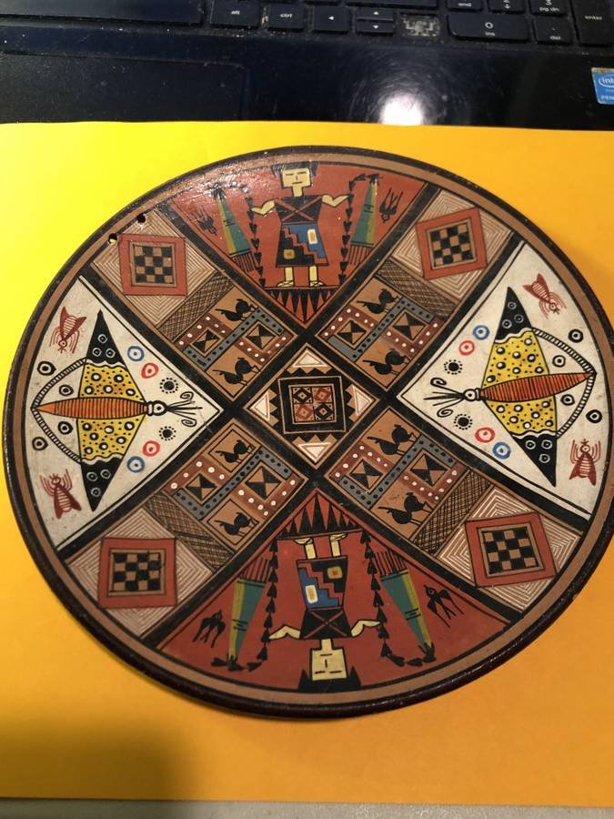 Vintage Terracotta Plate from Peru 7" Diameter Preowned (1 of 3)