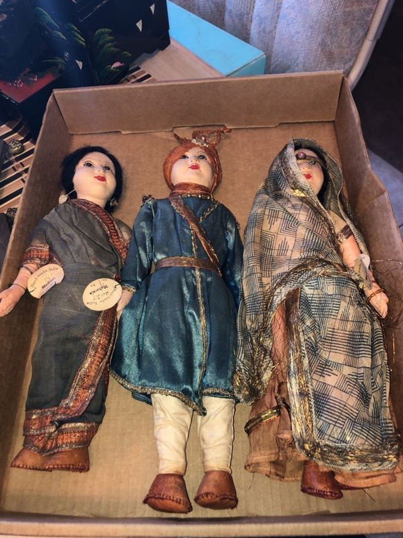Vintage Lot of 3 Hand Made Dolls From India... (1 of 10)