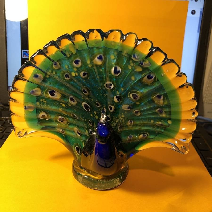Vintage Murano Art Glass Peacock Figure 7" Tall 8" Wide (1 of 6)