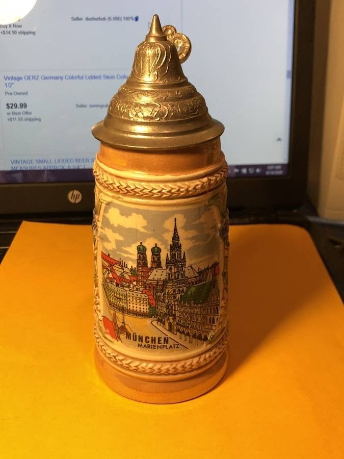 Vintage GERZ Germany Colorful Lidded Stein Collectible (1 of 6)