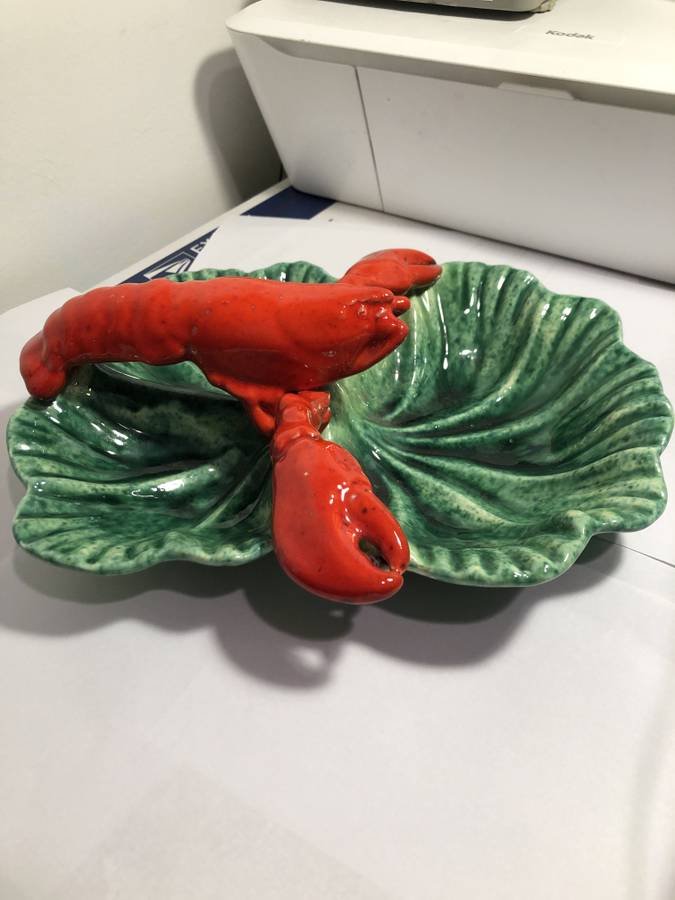 Vintage Majolica Lobster Serving Dish 8" x 11" in VG... (1 of 6)