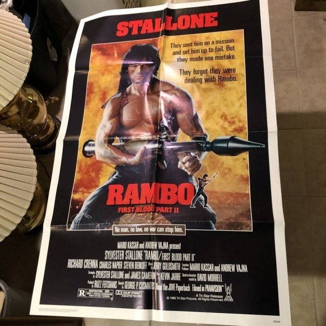 Vintage Rambo First Blood Part-2 27"x41" Original Movie (1 of 3)