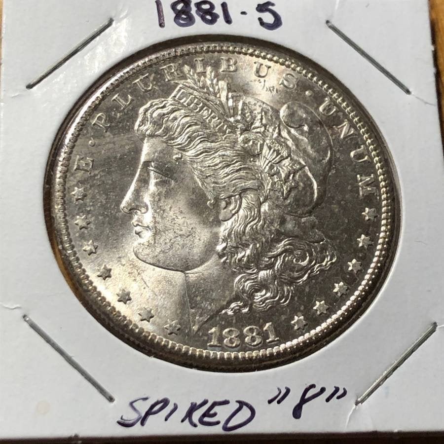 1881-S CHOICE BU SPIKED-8 VARIETY MORGAN SILVER DOLLAR (1 of 2)