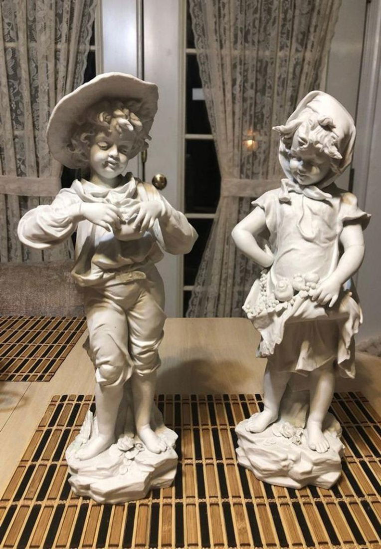 2-Antique Signed J. Morie Parian Ware French 16” Tall.. (1 of 8)