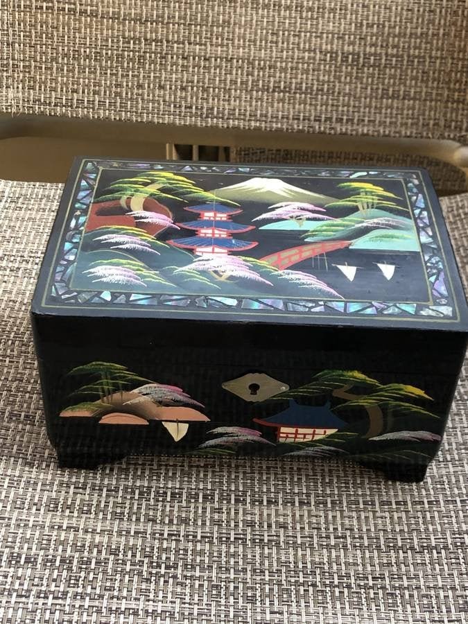 Vintage Japanese Hand Painted Lacquered Jewelry Box.... (1 of 8)