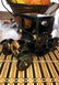 Vintage Heavy Ceramic Black Old Car with Gold Accents..
