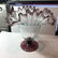 Vintage Crackled Glass Hand Blown Fluted Pedestal Bowl. - 2