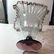 Vintage Crackled Glass Hand Blown Fluted Pedestal Bowl. - 4