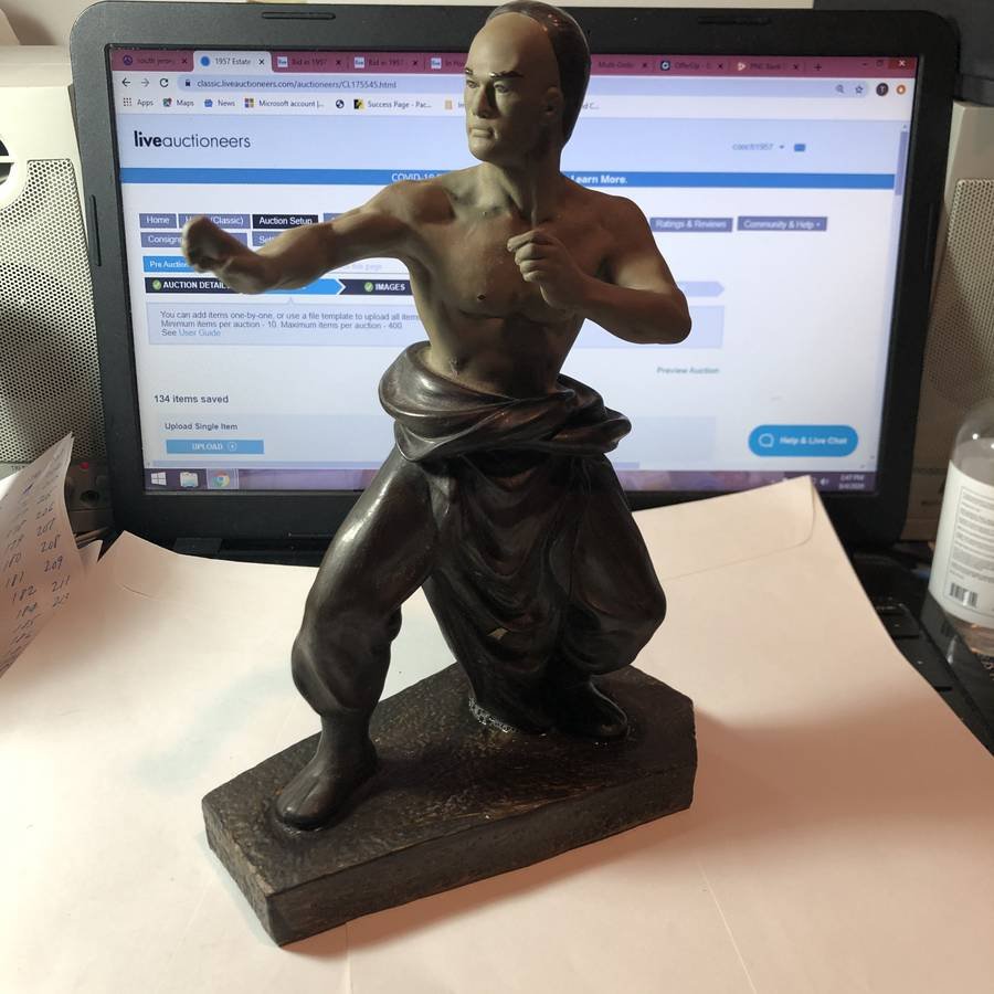 Vintage Chinese Mudman Thai Chi/Karate Figurine 9.75".. (1 of 8)