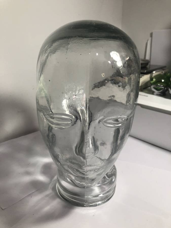 Vintage Heavy Light Green Glass Ladies Mannequin Bust.. (1 of 4)